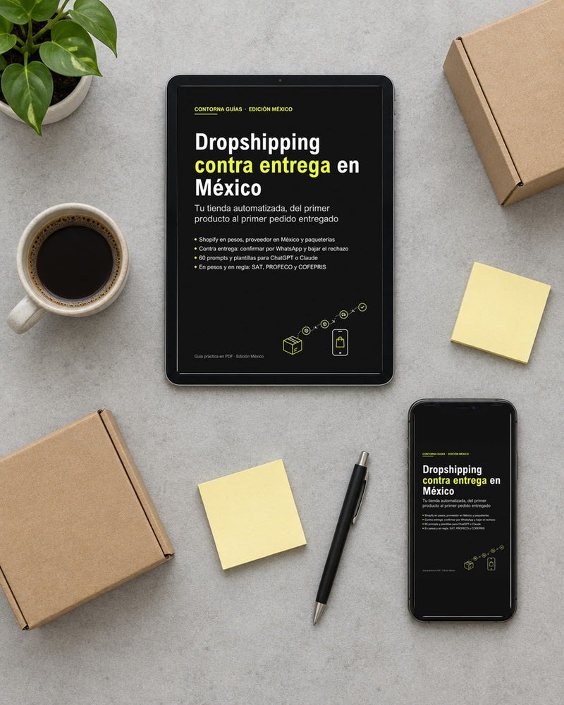 Guía en PDF «Dropshipping contra entrega en México», edición México, en tableta y celular
