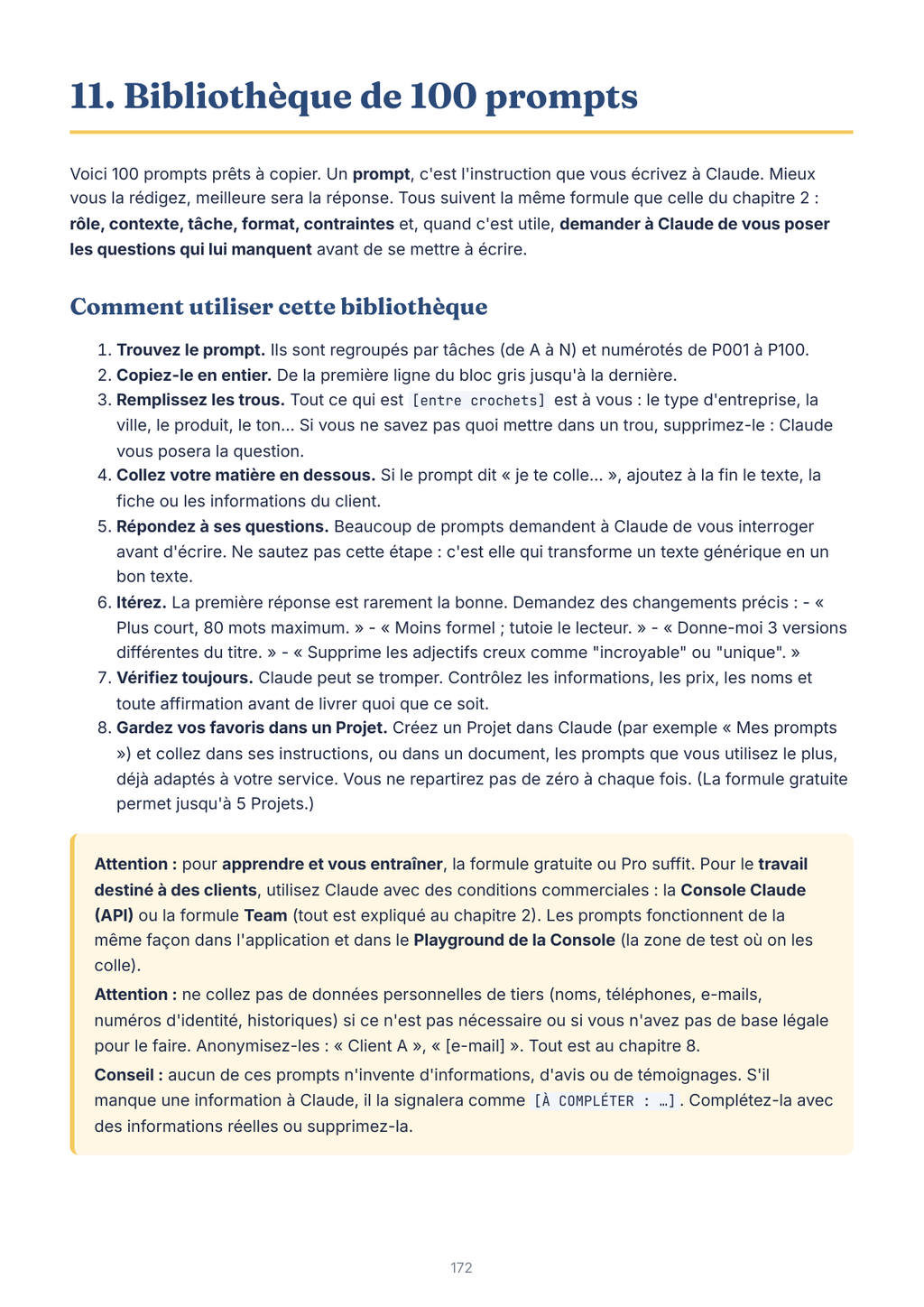 Page du guide PDF : prompts
