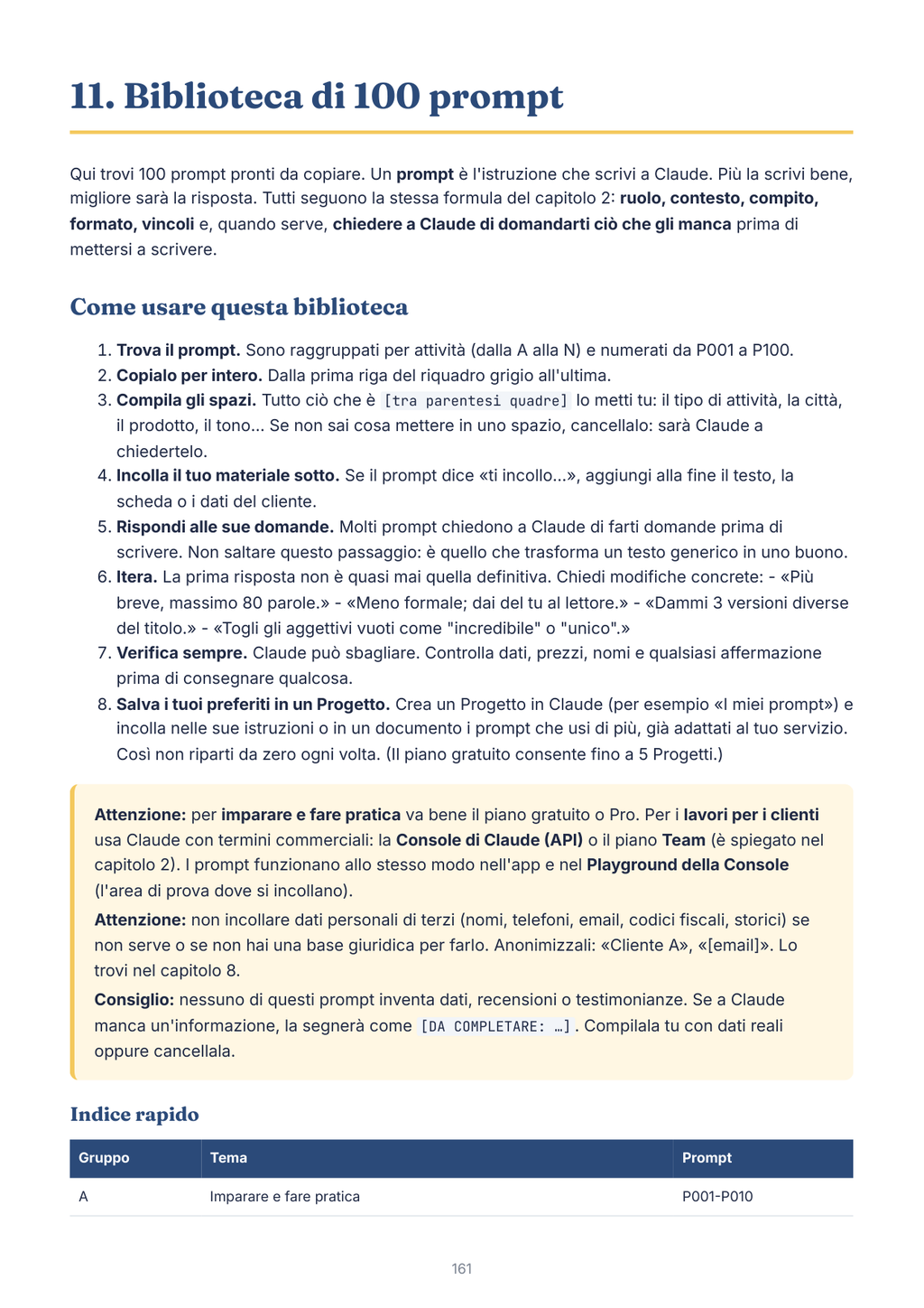 Pagina della guida PDF : prompts