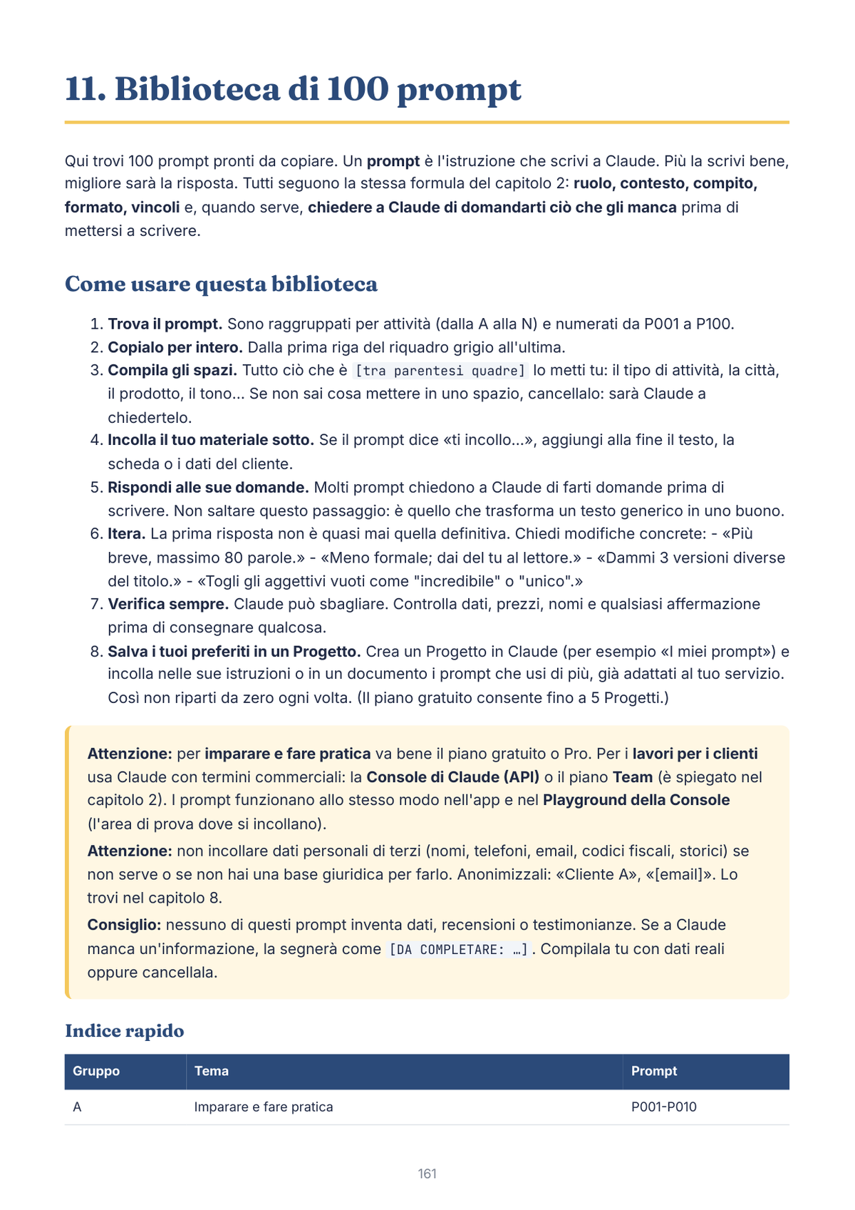 Pagina della guida PDF : prompts