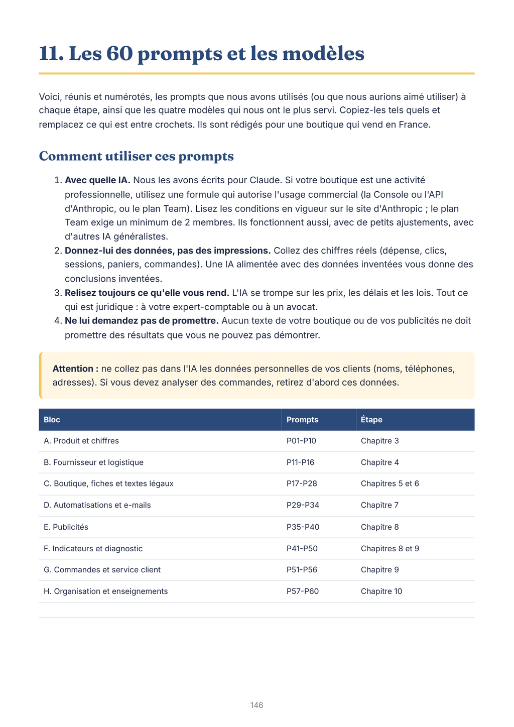 Page du guide PDF : prompts