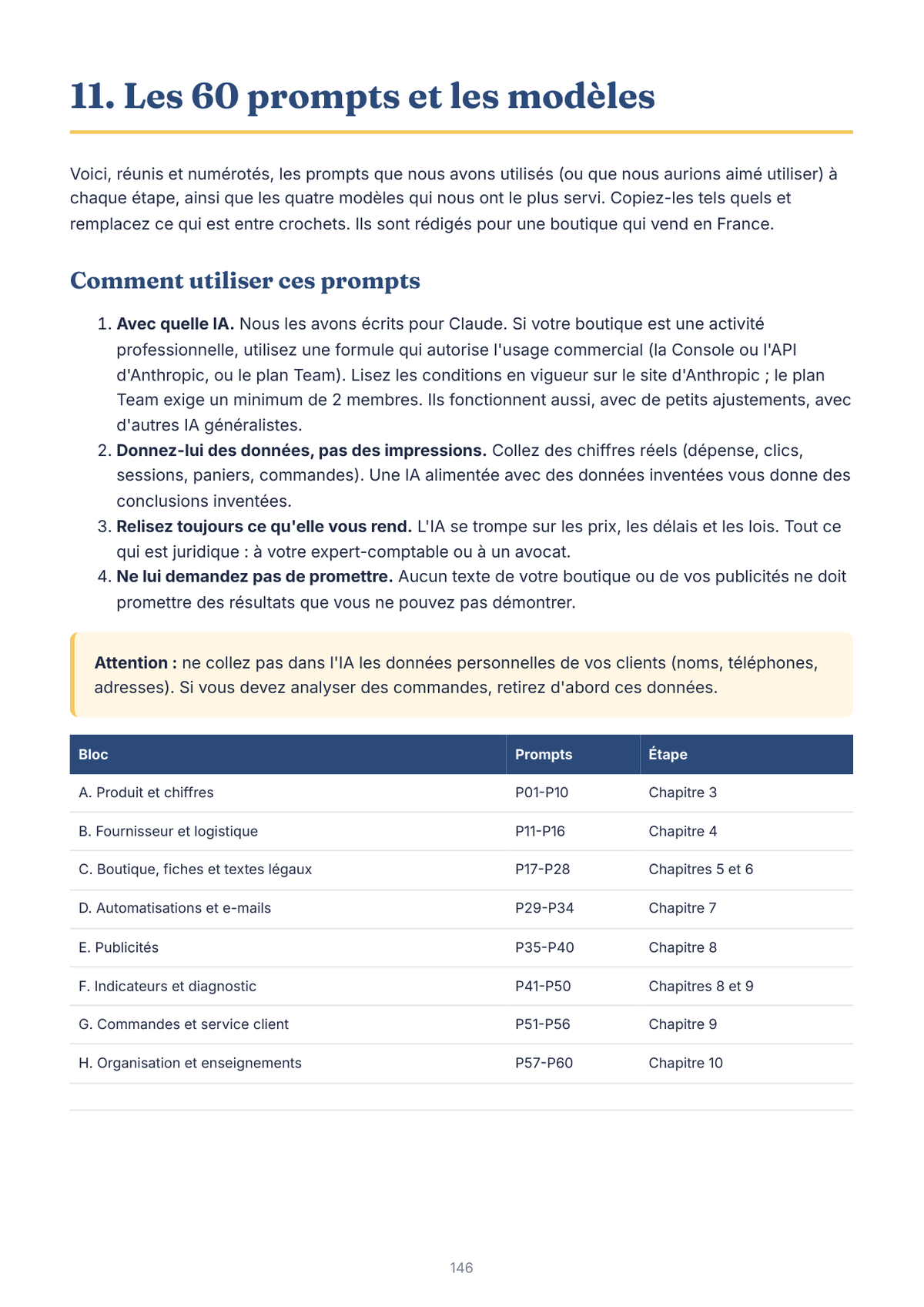 Page du guide PDF : prompts