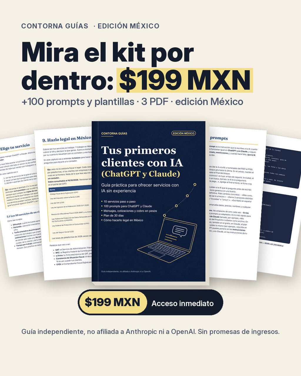 Páginas reales del kit por dentro