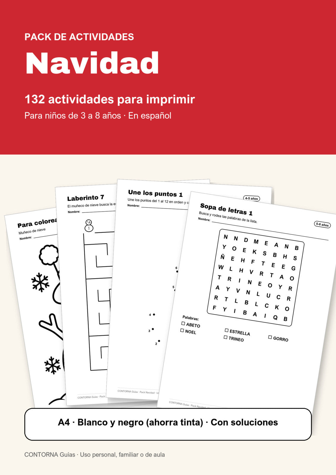 Portada del Pack de Navidad: 132 actividades para imprimir