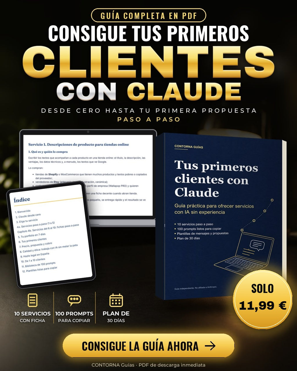 Guía Tus primeros clientes con Claude en PDF a 11,99 €