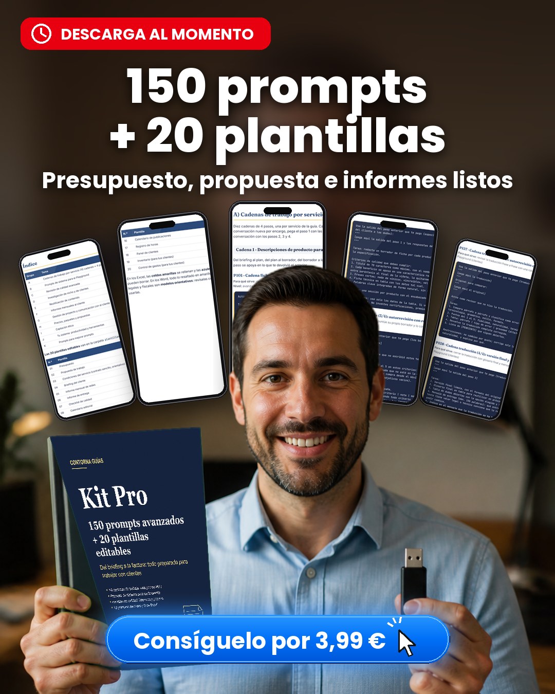 Kit Pro: 150 prompts y 20 plantillas a 3,99 €