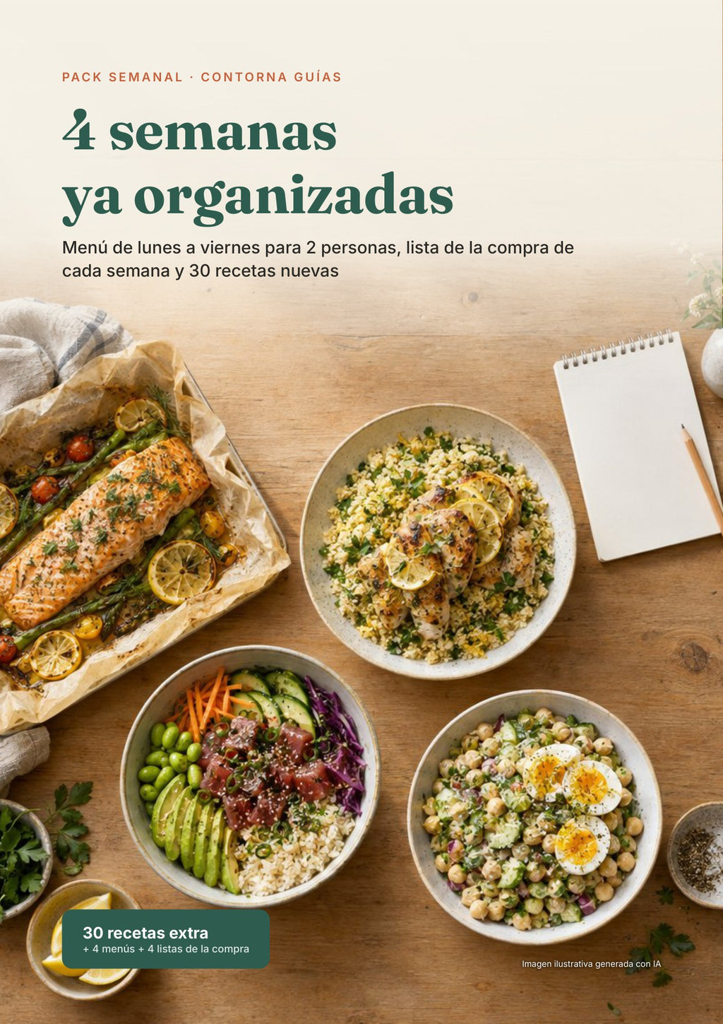 Pack semanal: menús y 30 recetas