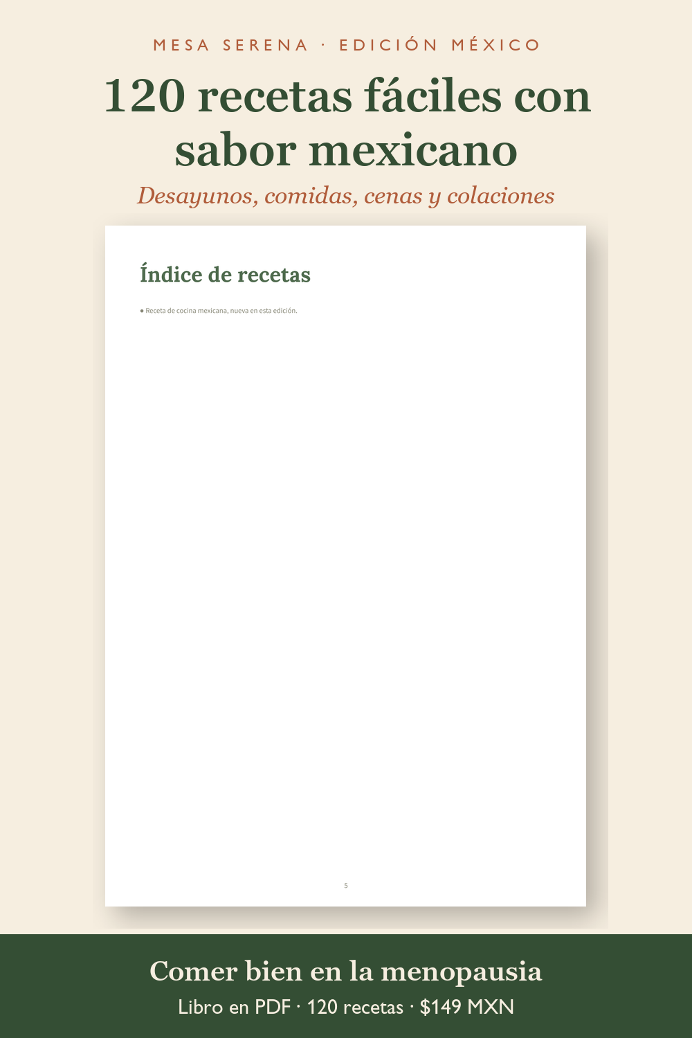 Índice del recetario: desayunos, comidas, cenas y colaciones